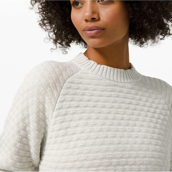 Lululemon Texture Play Crew Sweater Pullover Long Sleeve Knit Ribbed Vapor 8 - Picture 6 of 12